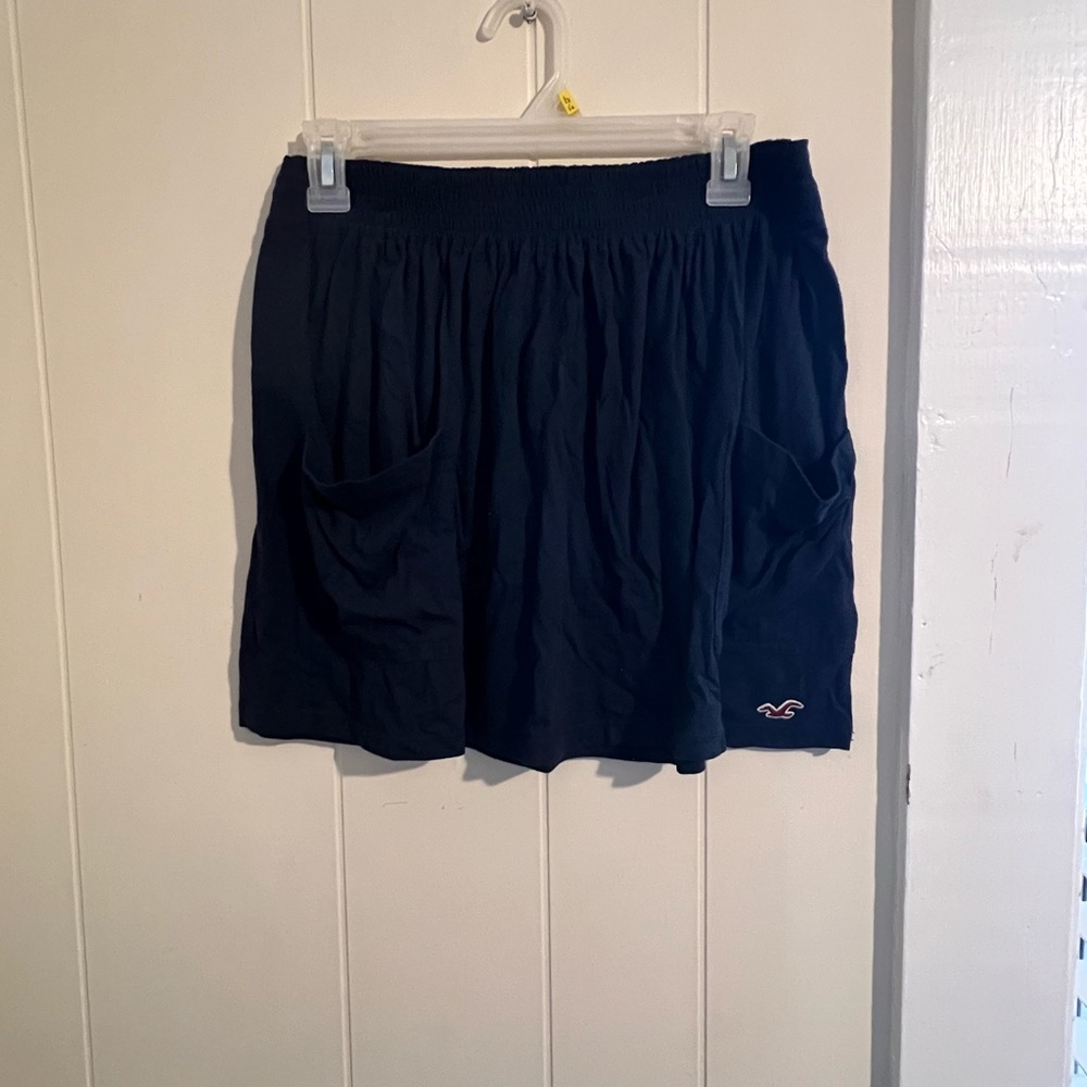 Hollister navy blue high-rise cotton skirt
